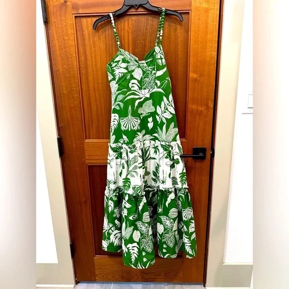 Green and White Floral Maxi Dress - Picture 1 of 3